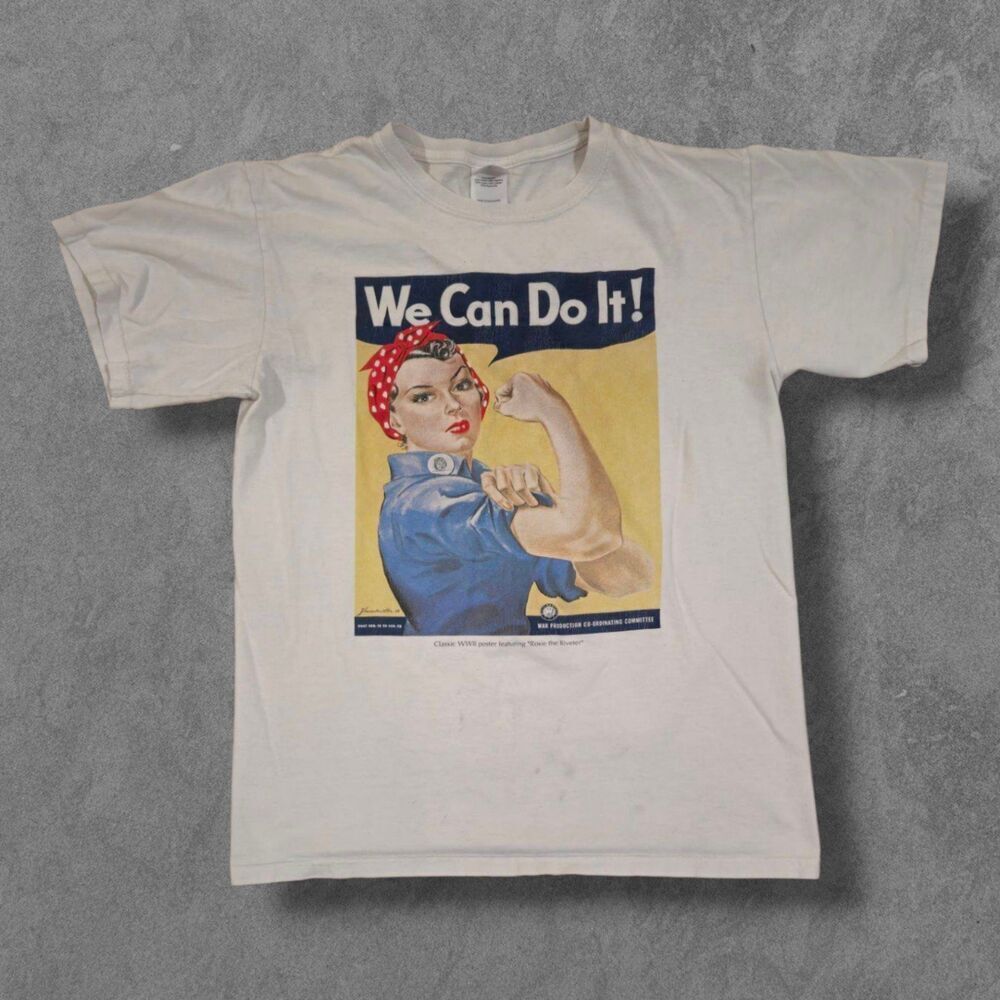 Vintage We Can Do It Rosie The Riveter Y2K Graphic Tee Distressed Medium
